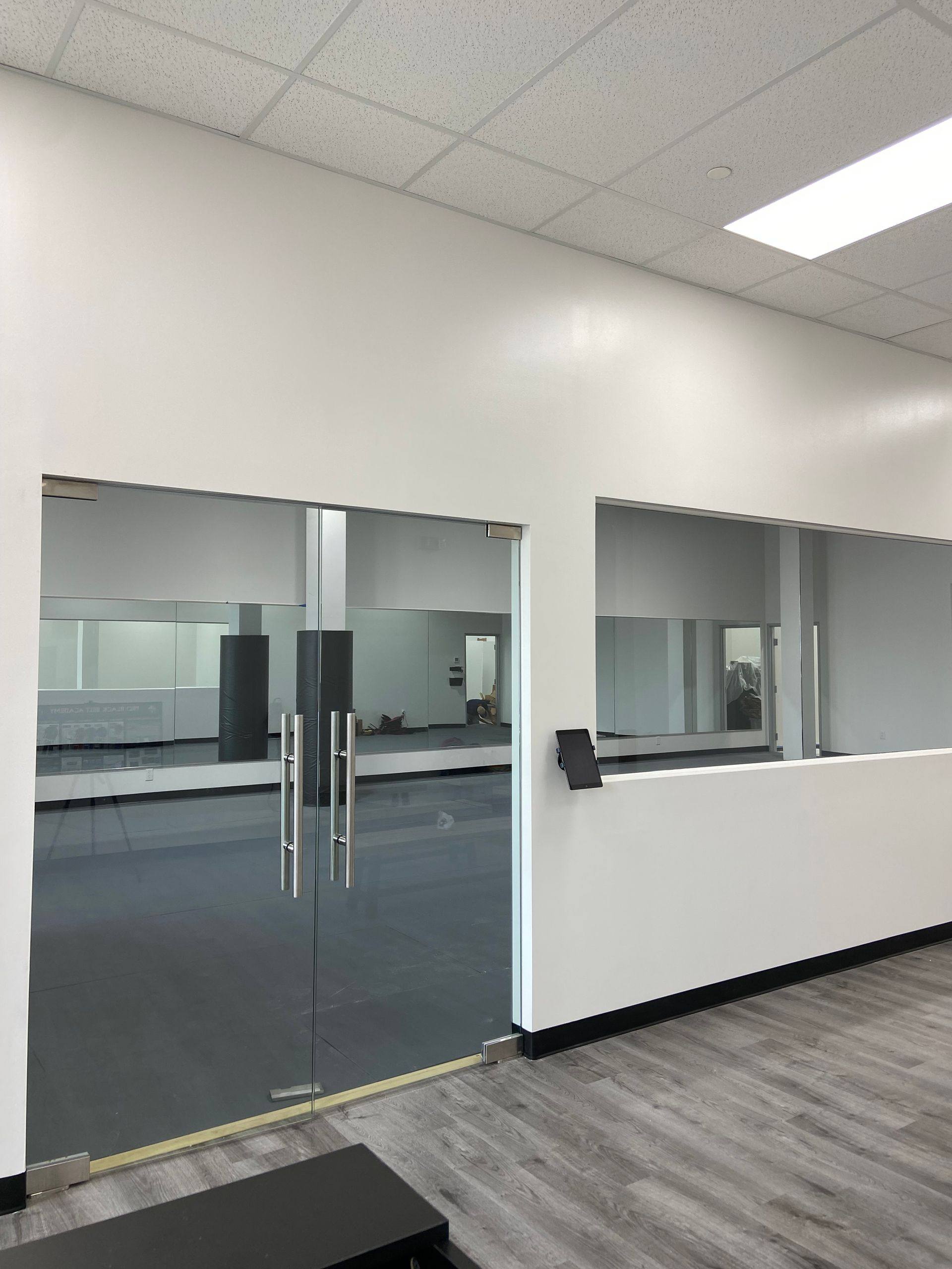 The finished double doors at Professional Black Belt Academy in Celina, TX
