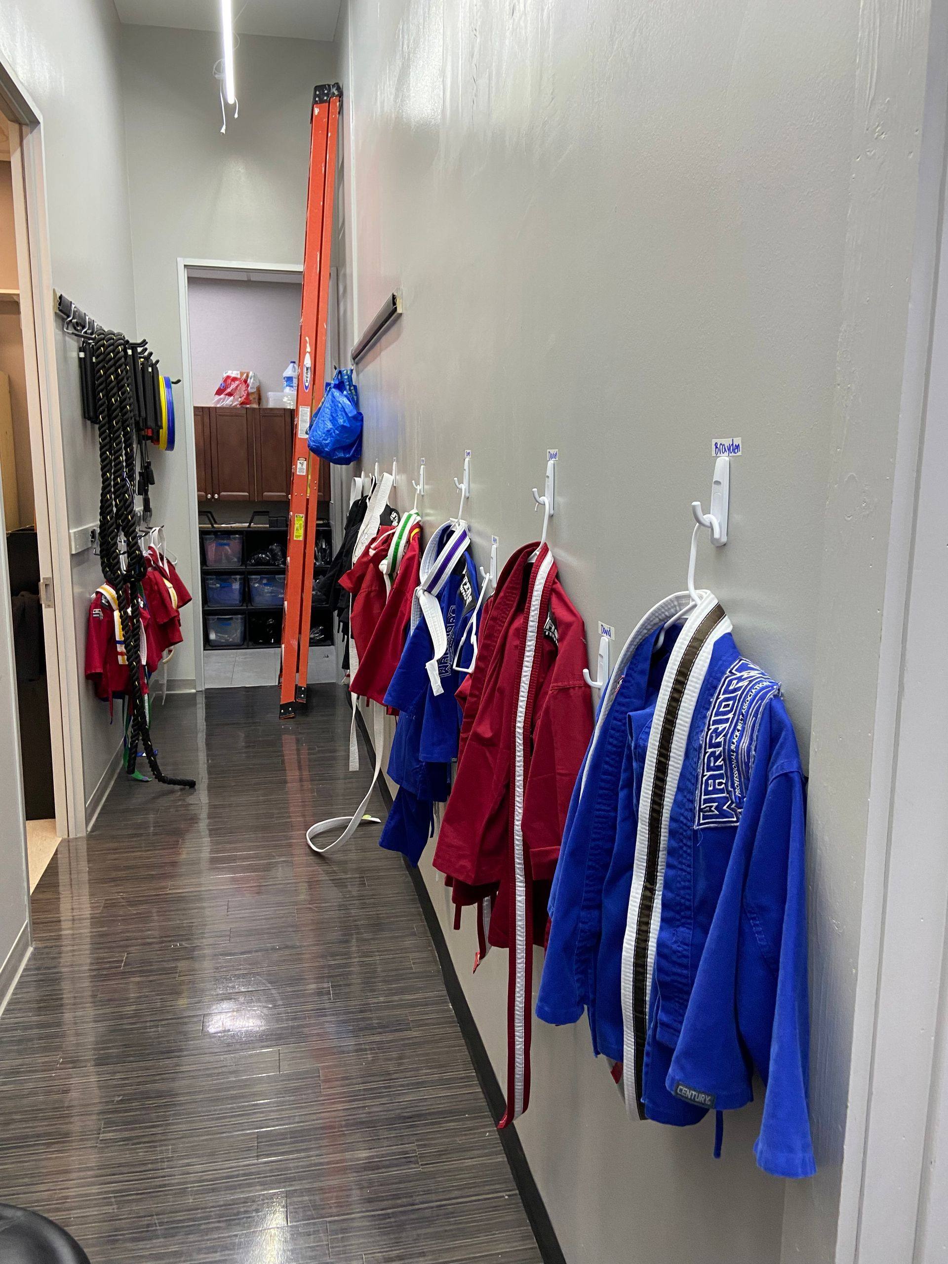 Before: the back hallway at Professional Black Belt Academy in Prosper, TX