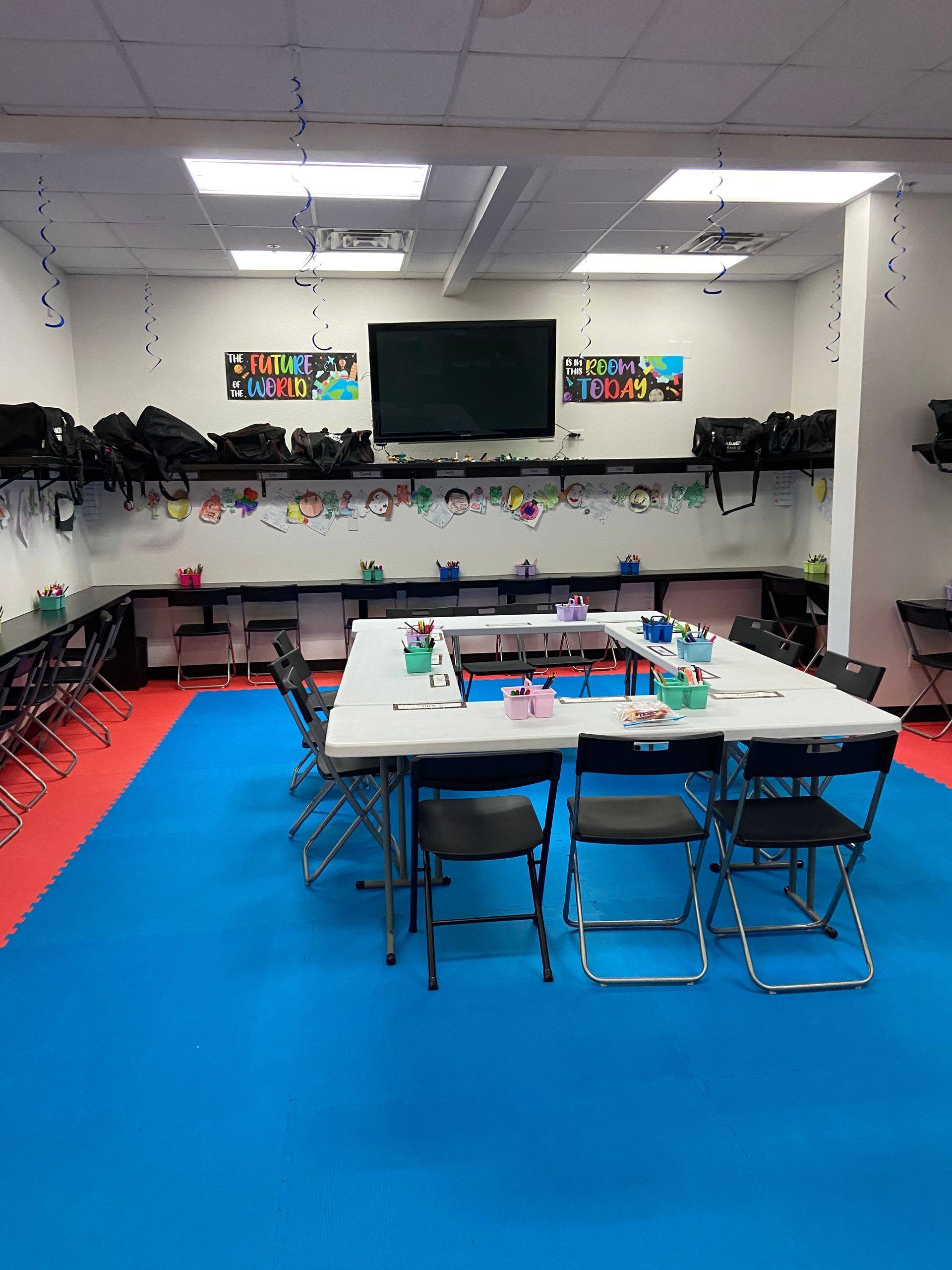 After: the finished after-school leadership program room at Professional Black Belt Academy in Prosper, TX
