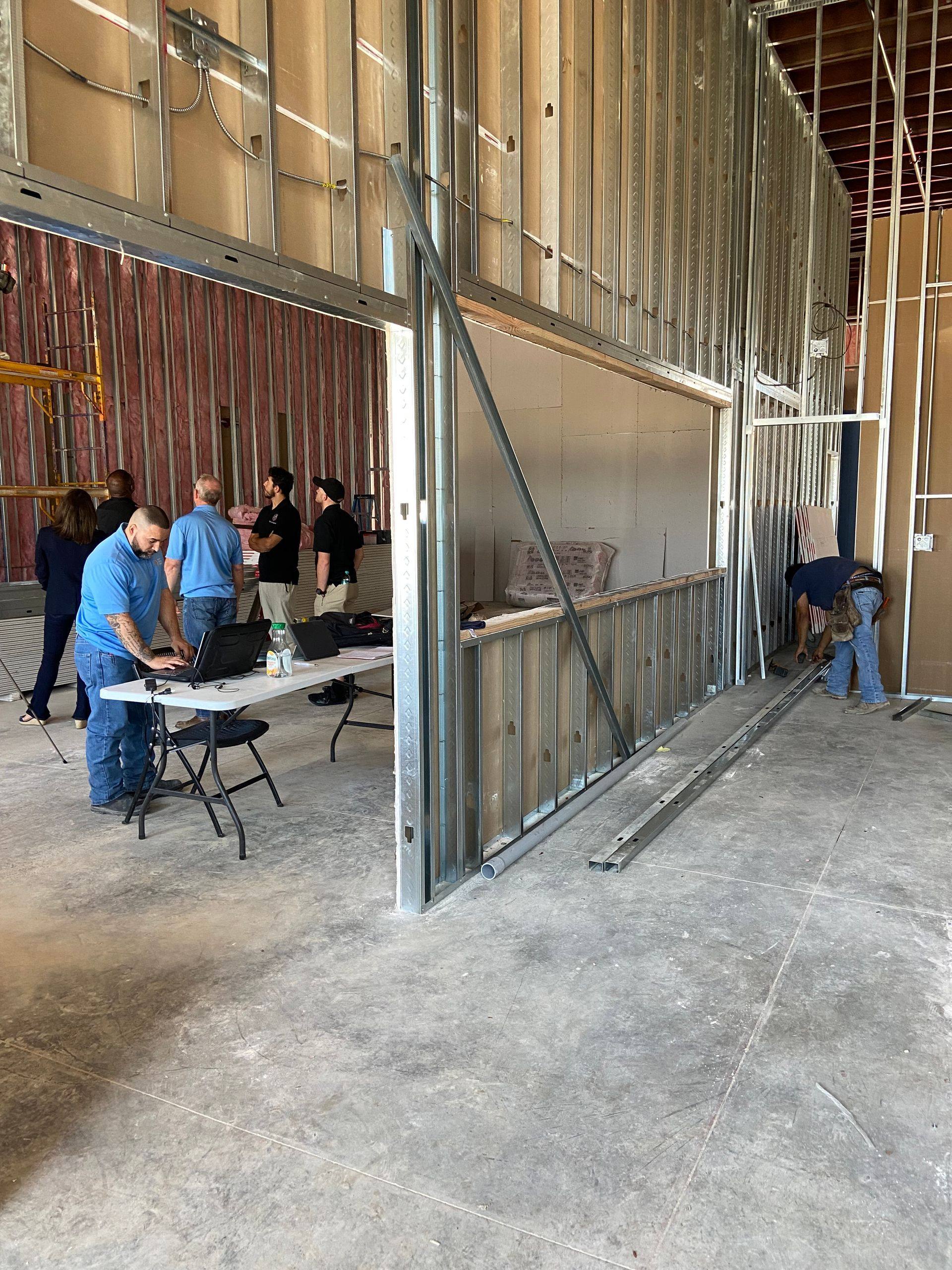 Another view of the Professional Black Belt Academy shell space finish-out in Celina, TX