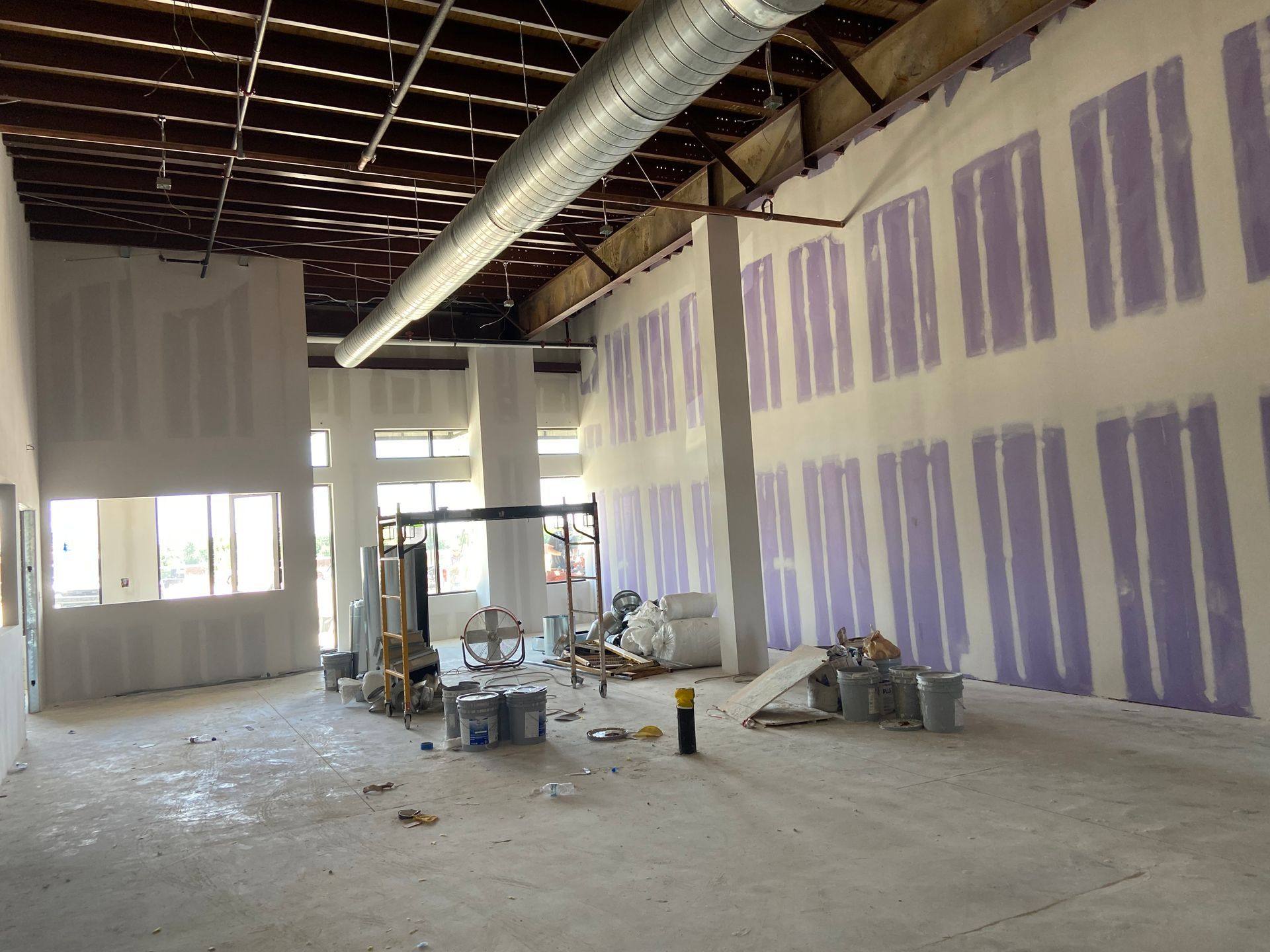 A further view of the Professional Black Belt Academy shell space finish-out in Celina, TX