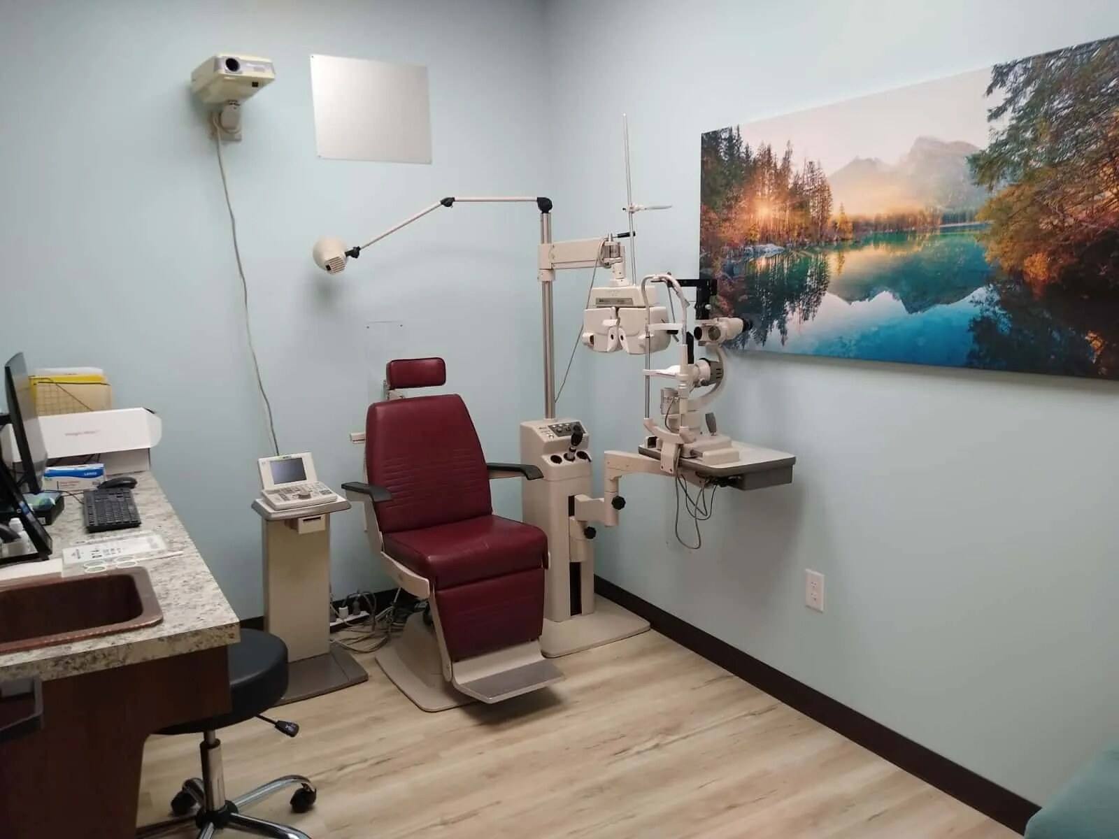 Finished optometry exam room at Melissa Eye Associates in Melissa, TX