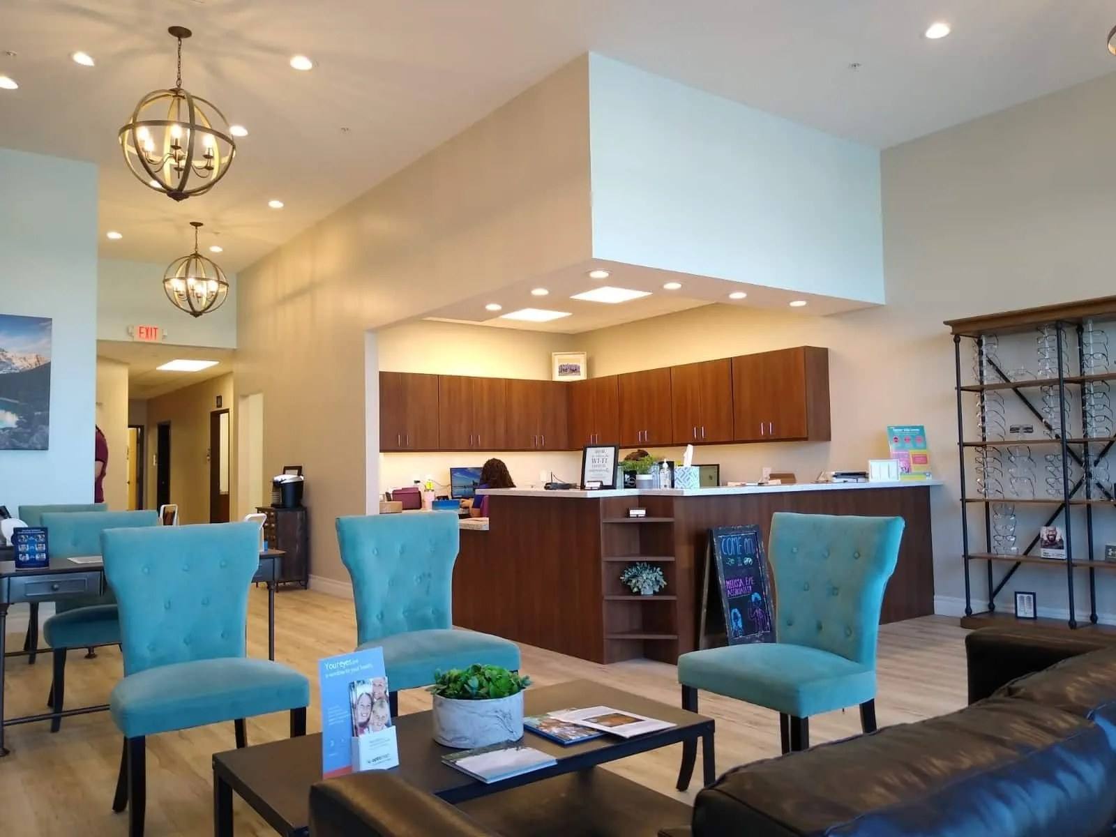 Finished patient waiting room at Melissa Eye Associates in Melissa, TX